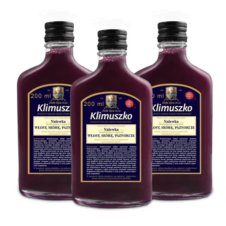 Zestaw Nalewek wspierających Piękne włosy, skórę, paznokcie 3x200ml