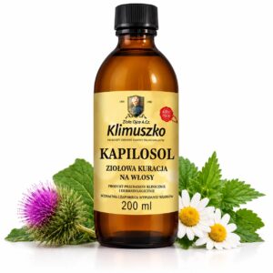 KAPILOSOL Ojca Klimuszko – Ziołowa Wcierka na Wypadanie Włosów, Wzmocnienie Cebulek i Pielęgnację Skóry Głowy | 200 ml